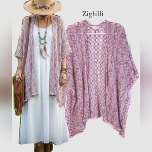 Zighlli Romantic Whimsy Pastel Crochet Open Cardigan / Multi-Way Shawl